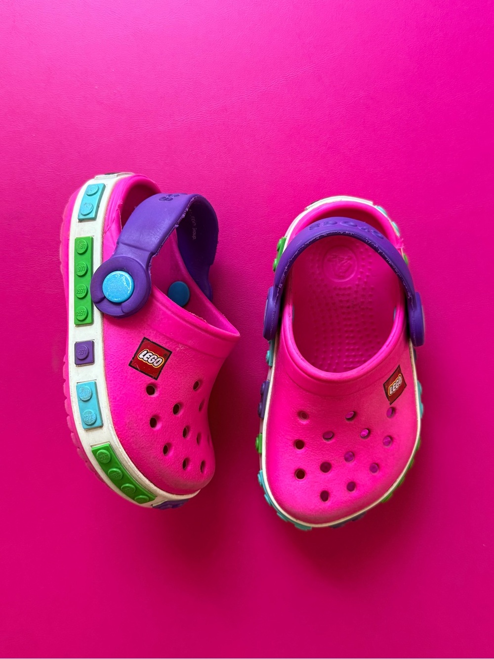 Crocs Lego Pink Purple Crocband Shoes Toddler Girl Size 4.5 Size 4C Size 5C 4.5C